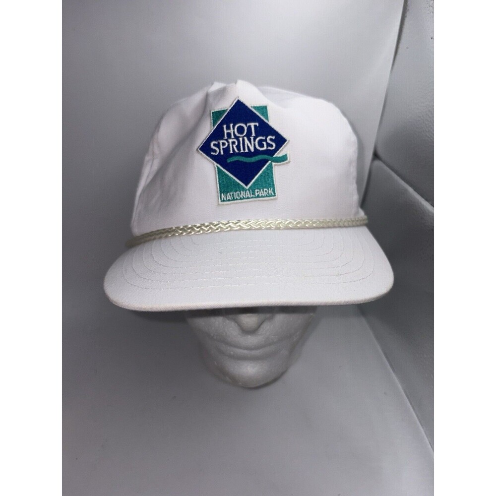 Vintage Hot Springs Arkansas Rope Cap Snap Nissun White